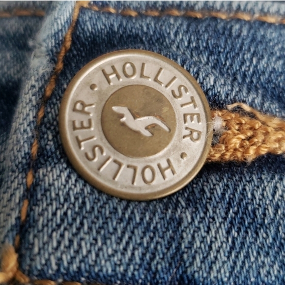 Hollister High Rise Short Short Faded Blue Jean Cut Offs Frayed Hem Size 28 - Picture 3 of 9